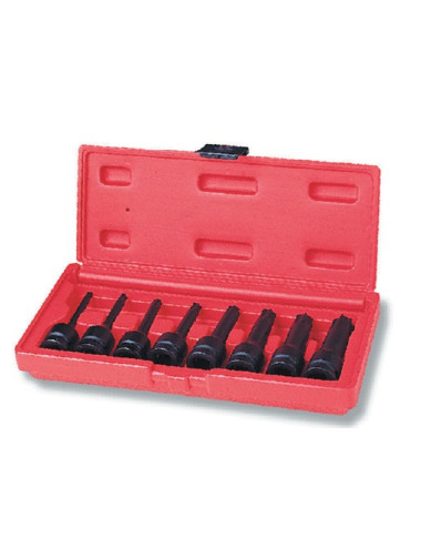 JONNESWAY KLUCZE TRZPIENIOWE TORX UDAROWE 8 elem. Z NASADKĄ 1/2" S06A408S
