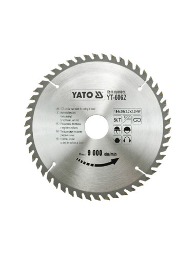 YATO PIŁA TARCZOWA WIDIOWA 184x30mm 50-ZĘBÓW 6062