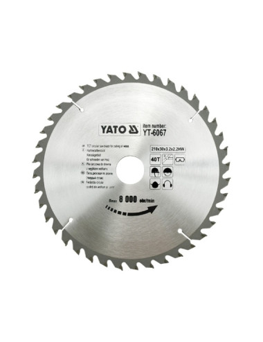 YATO PIŁA TARCZOWA WIDIOWA 210x30mm 40-ZĘBÓW YT-6067