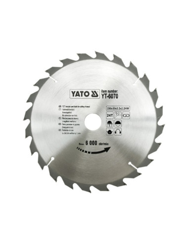 YATO PIŁA TARCZOWA WIDIOWA 250x30mm 24-ZĘBY YT-6070