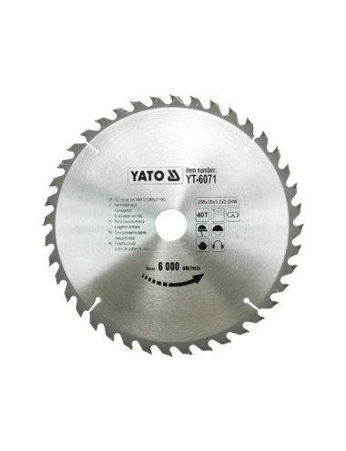 YATO PIŁA TARCZOWA WIDIOWA 250x30mm 40-ZĘBÓW YT-6071