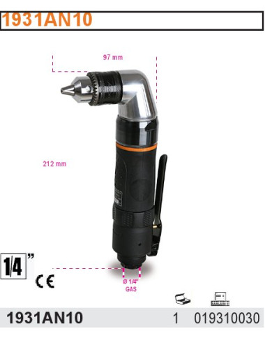 BETA WIERTARKA PNEUMATYCZNA DWUKIERUNKOWA Z UCHWYTEM SAMOZACISKOWYM 10 mm 1931AN10