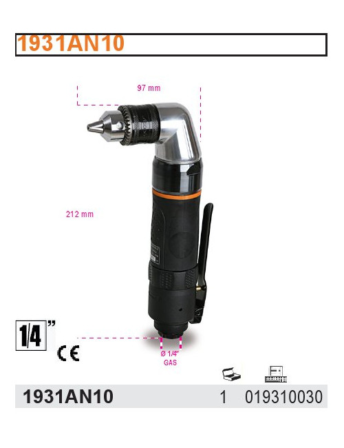 BETA WIERTARKA PNEUMATYCZNA DWUKIERUNKOWA Z UCHWYTEM SAMOZACISKOWYM 10 mm 1931AN10
