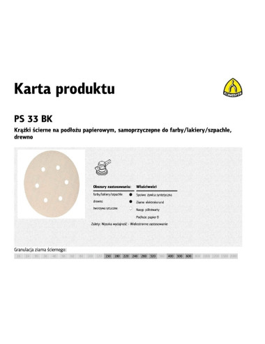 KLINGSPOR KRĄŻEK ŚCIERNY SAMOPRZYCZEPNY 150mm PS33BK gr.320 GLS3 100szt.