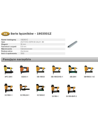BOSTITCH ZSZYWKI 90 35mm 3000 szt.