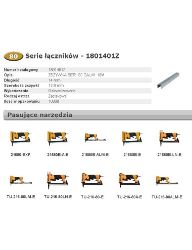 BOSTITCH ZSZYWKI 80 14mm 10 000 szt.
