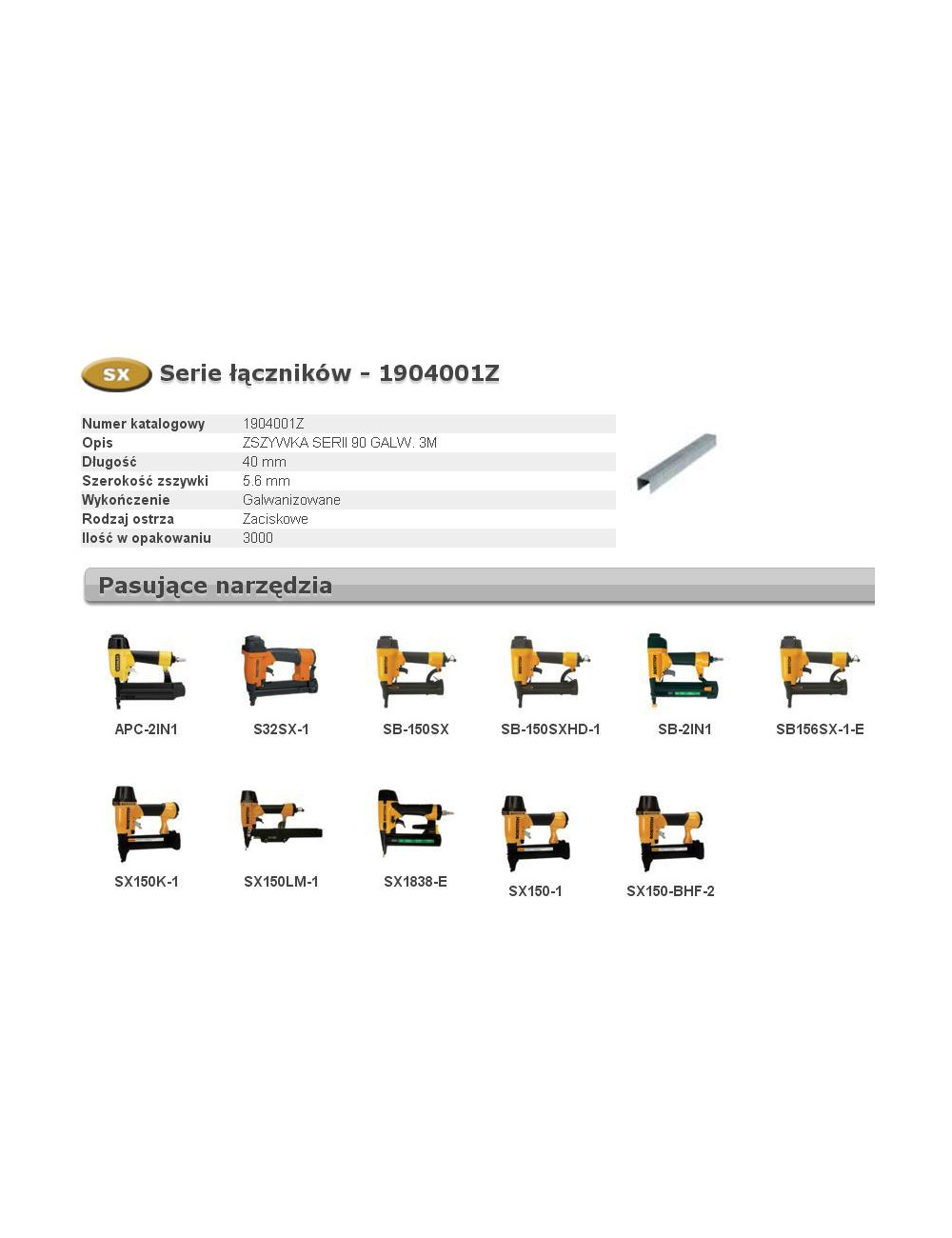 BOSTITCH ZSZYWKI 90 40mm 3000 szt