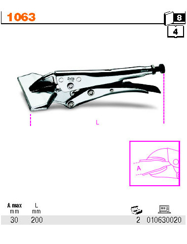 BETA SZCZYPCE NASTAWNE SAMOBLOKUJĄCE, SZCZĘKI PŁASKIE SZEROKIE 200mm