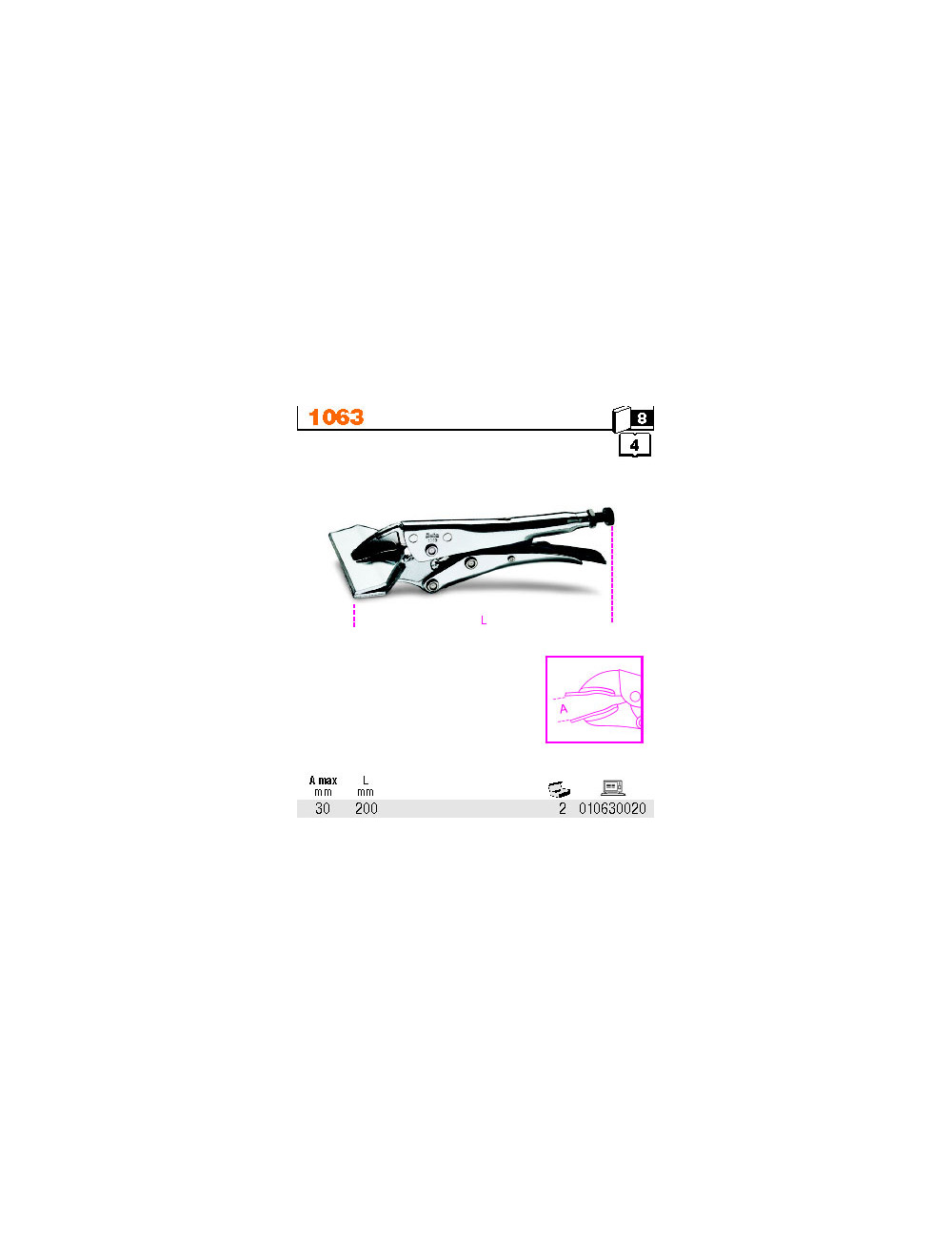 BETA SZCZYPCE NASTAWNE SAMOBLOKUJĄCE, SZCZĘKI PŁASKIE SZEROKIE 200mm