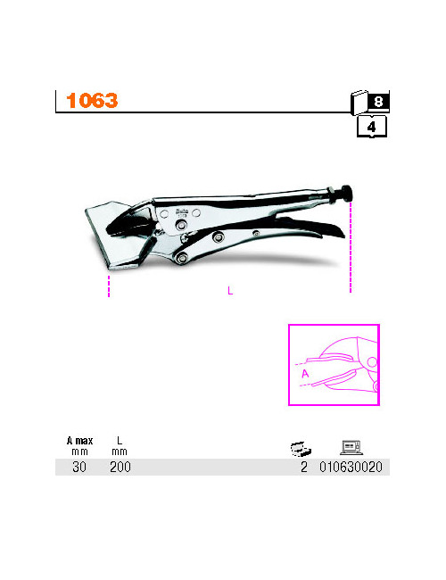 BETA SZCZYPCE NASTAWNE SAMOBLOKUJĄCE, SZCZĘKI PŁASKIE SZEROKIE 200mm