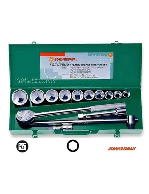 JONNESWAY ZESTAW KLUCZY 3/4" 14elem. 6-KĄTNE 22-50mm WALIZKA METALOWA