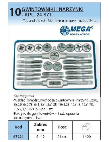 GWINTOWNIKI + NARZYNKI KOMPLET 24 elem.