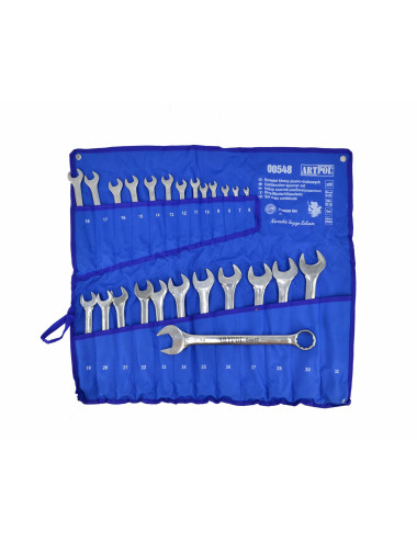 ARTPOL KLUCZ PŁASKO-OCZKOWY KOMPLET 25 ELEMENTÓW Cr-V POLEROWANE (6-32) ETUI