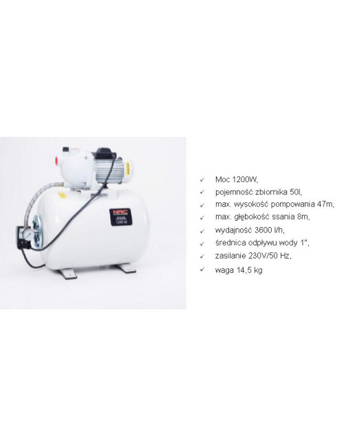 NAC HYDROFOR BSE120-50-K 1200W 50L 3600 l h