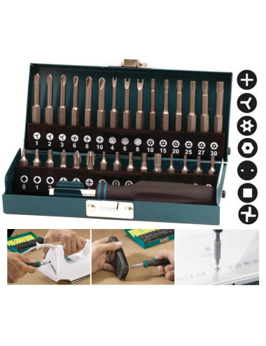 WOLFCRAFT ZESTAW BITÓW Z RĘKOJŚECIĄ 31 elem.