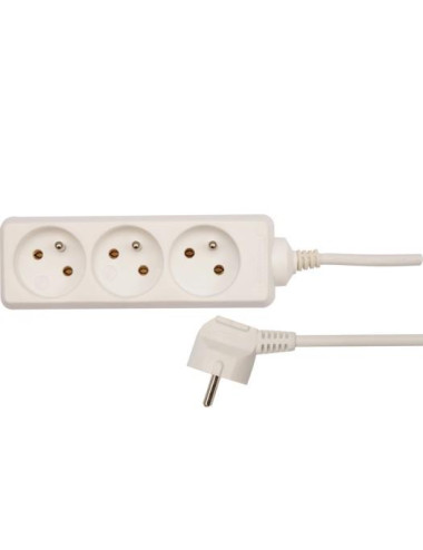 VOREL PRZEDŁUŻACZ BIAŁY 3 GNIAZDA 3,0m Z UZIEMIENIEM 72504