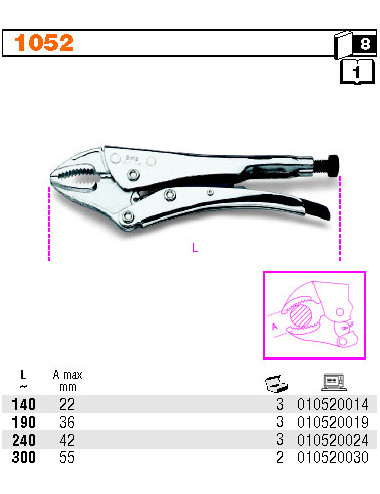 SZCZYPCE NASTAWNE SAMOBLOKUJĄCE 240mm 1052 240