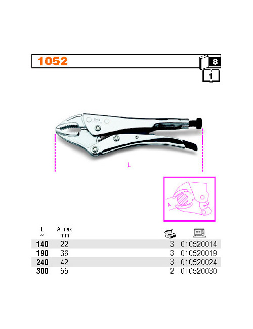 SZCZYPCE NASTAWNE SAMOBLOKUJĄCE 240mm 1052 240