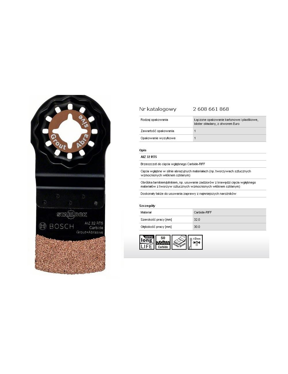 BOSCH BRZESZCZOT DO CIĘCIA WGŁĘBNEGO HM-RIFF AIZ 32 RT 32 mm