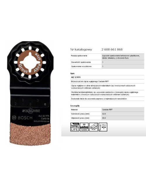 BOSCH BRZESZCZOT DO CIĘCIA WGŁĘBNEGO HM-RIFF AIZ 32 RT 32 mm