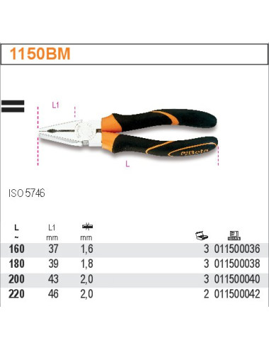 BETA SZCZYPCE UNIWERSALNE, RĘKOJEŚCI Z KOMPOZYTU DWUMATERIAŁOWEGO 220mm 1150BM 220