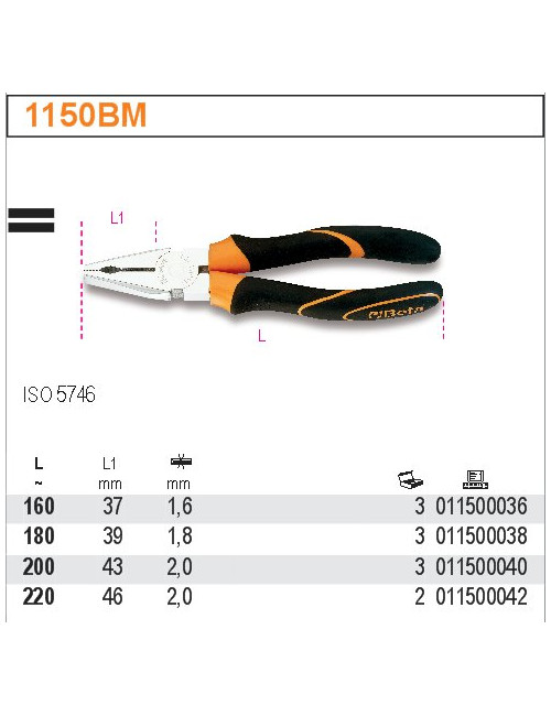 BETA SZCZYPCE UNIWERSALNE, RĘKOJEŚCI Z KOMPOZYTU DWUMATERIAŁOWEGO 220mm 1150BM 220