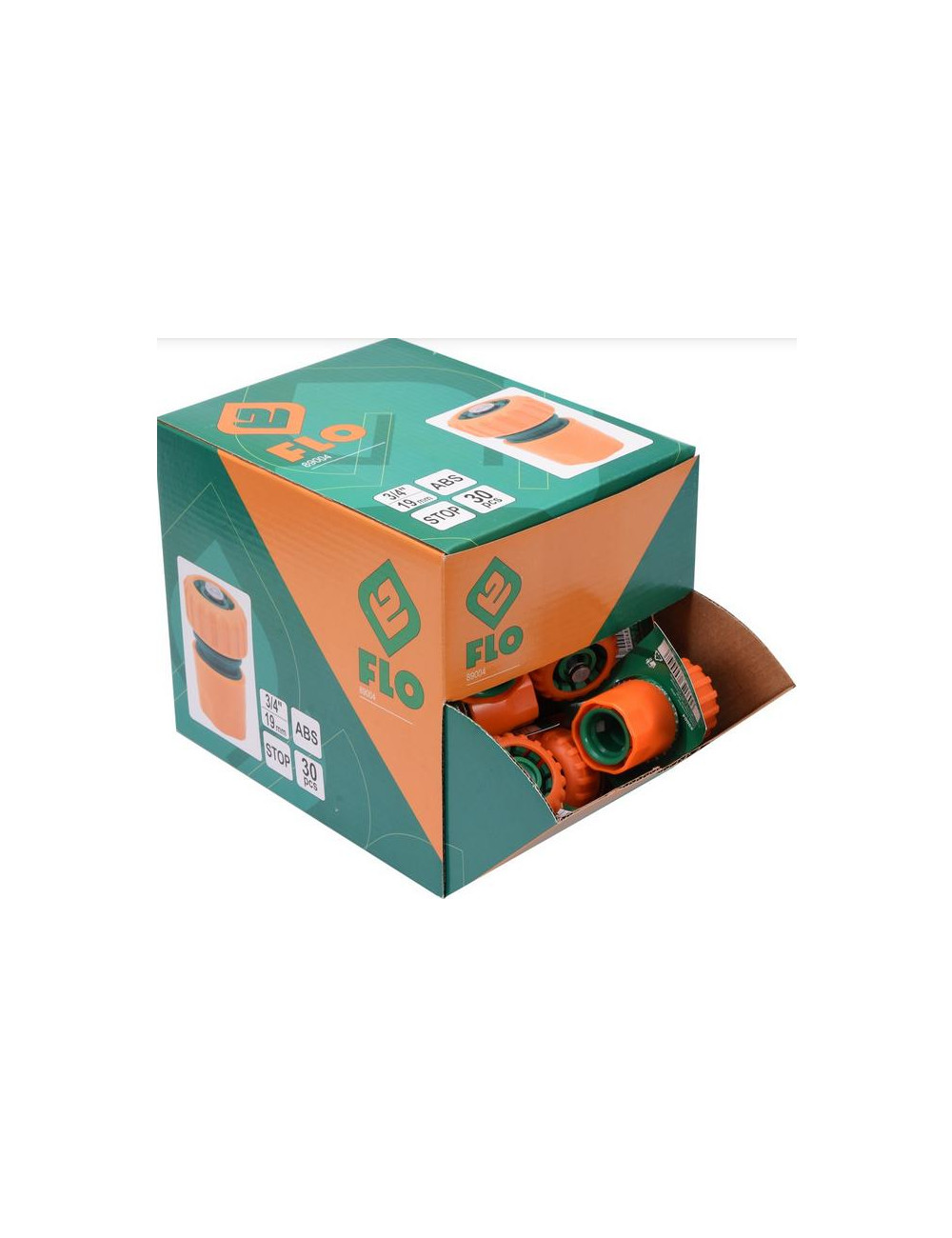 FLO SZYBKOZŁĄCZE DO WĘŻA OGRODOWEGO 3/4" Z FUNKCJĄ STOP BOX-30szt.