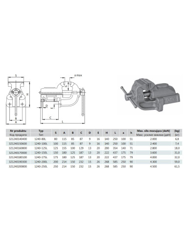 BISON-BIAL IMADŁO STAŁE 100mm TYP 1240, CIĘŻKIE