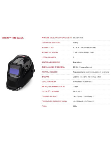 LINCOLN PRZYŁBICA SPAWALNICZA SAMOŚCIEMNIAJĄCA VIGING SERIA 1840