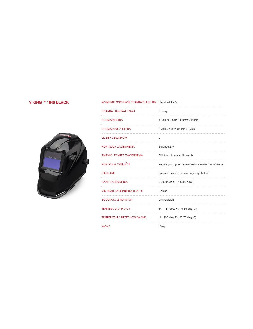 LINCOLN PRZYŁBICA SPAWALNICZA SAMOŚCIEMNIAJĄCA VIGING SERIA 1840