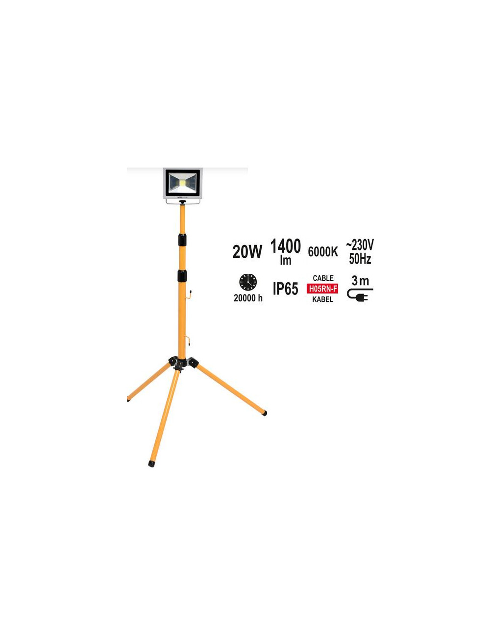 YATO REFLEKTOR LED COB 20W, 1400LM + STATYW