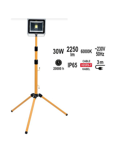 YATO REFLEKTOR LED COB, 30W 2250LM + STATYW