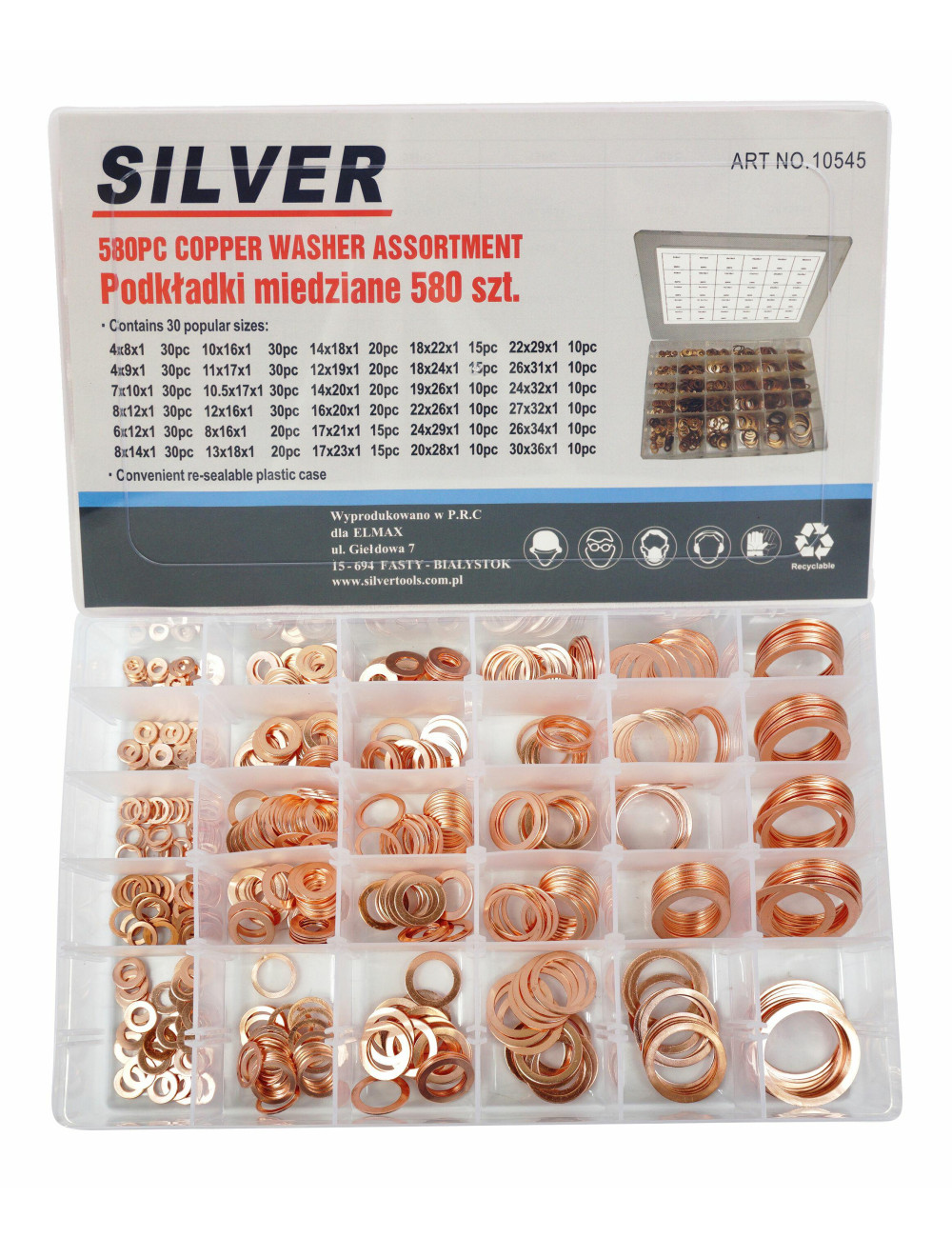 PODKŁADKI MIEDZIANE 580 szt. SILVER