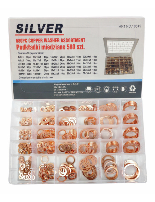PODKŁADKI MIEDZIANE 580 szt. SILVER