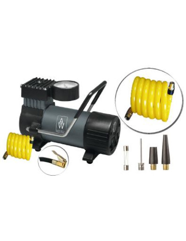 AUTO WELLE KOMPRESOR SPRĘŻARKA MINI 12V 150W 7 BAR Z LATARKĄ LED