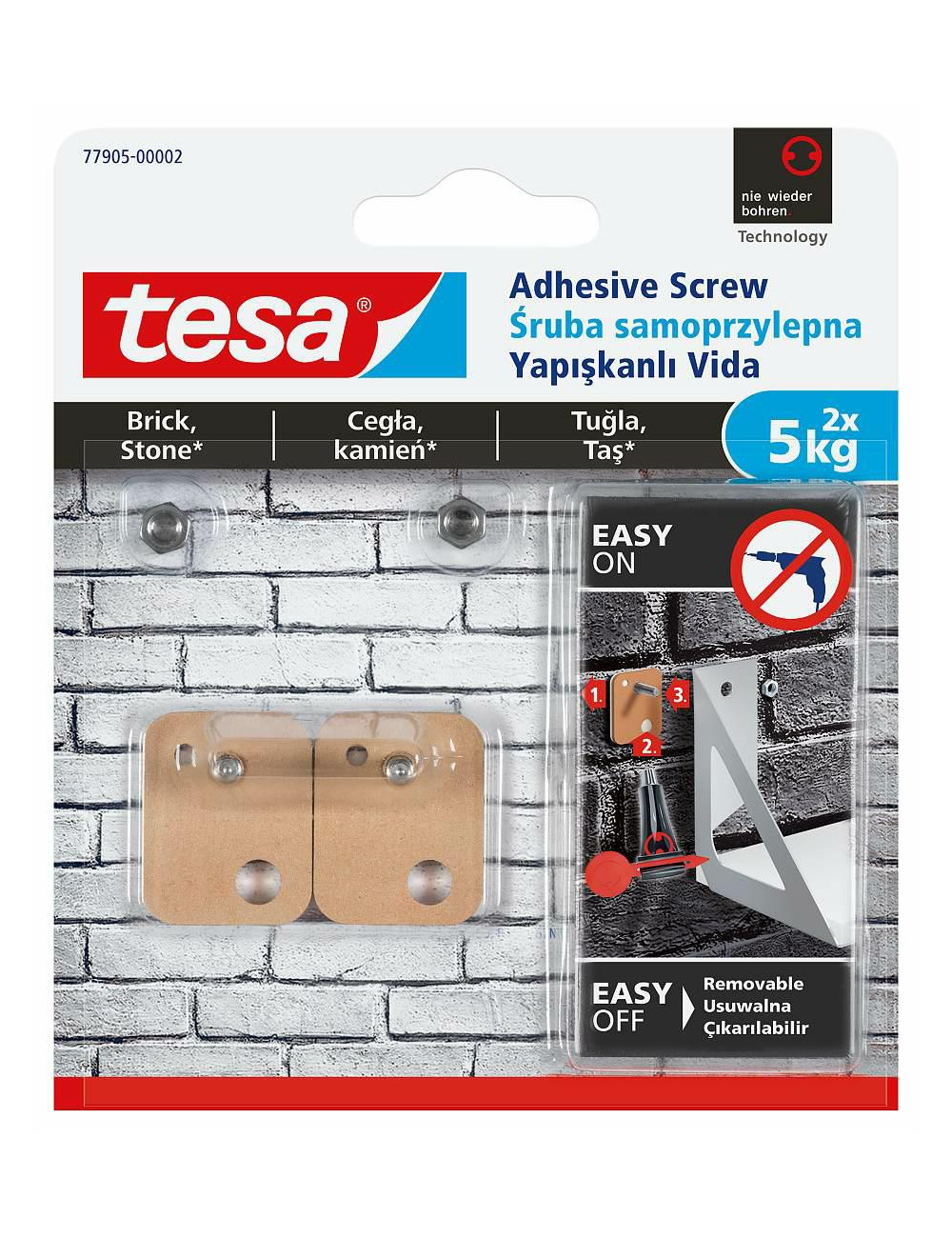 TESA ŚRUBA SAMOPRZYLEPNA NA ZEWNĄTRZ 5KG KWADRAT