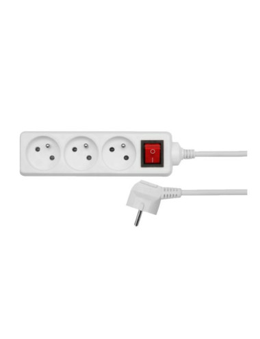 AWTOOLS PRZEDŁUŻACZ DOMOWY BIAŁY 4 GNIAZDA 1,5m Z UZIEMIENIEM, WYŁĄCZNIK