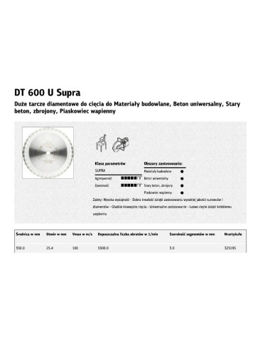 KLINGSPOR TARCZA DIAM.SEG.400x3,6x25,4 DT600U