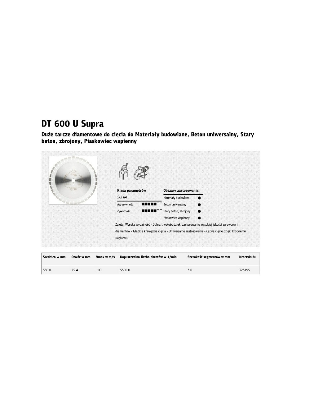 KLINGSPOR TARCZA DIAM.SEG.400x3,6x25,4 DT600U