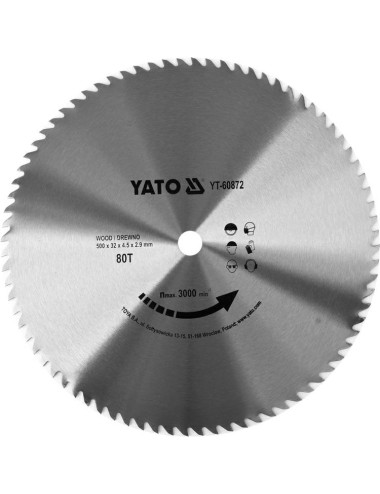 YATO PIŁA TARCZOWA BEZ WIDII 500 x 80 x 32 YT-60872