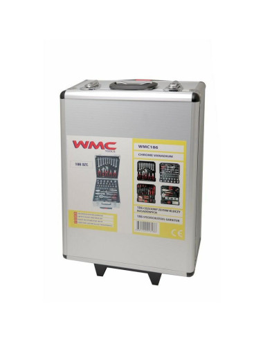 WMC ZESTAW KLUCZY 186el. W WALIZCE NA KÓŁKACH