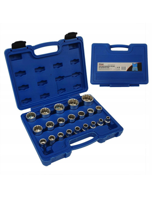 ZESTAW NASADEK SPLINE 1/2" 8-36mm 12-KĄTNYCH 21 elementów SILVER