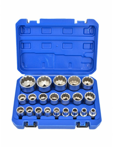 ZESTAW NASADEK SPLINE 1/2" 8-36mm 12-KĄTNYCH 21 elementów SILVER