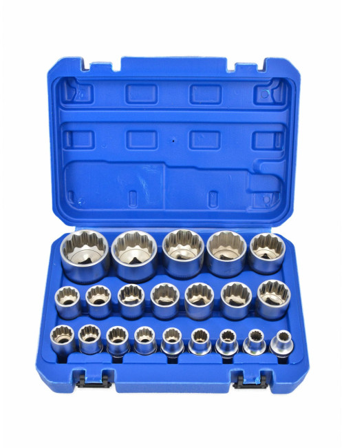 ZESTAW NASADEK SPLINE 1/2" 8-36mm 12-KĄTNYCH 21 elementów SILVER