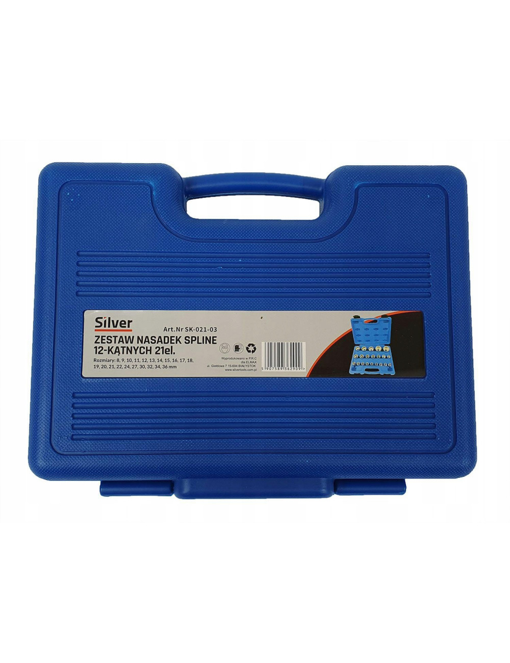 ZESTAW NASADEK SPLINE 1/2" 8-36mm 12-KĄTNYCH 21 elementów SILVER