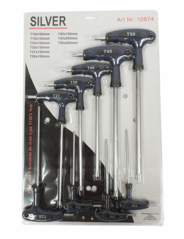 WKRĘTAKI 9ele TYP T 10-50mm (10 15 20 25 27 30 40 45 50) SILVER