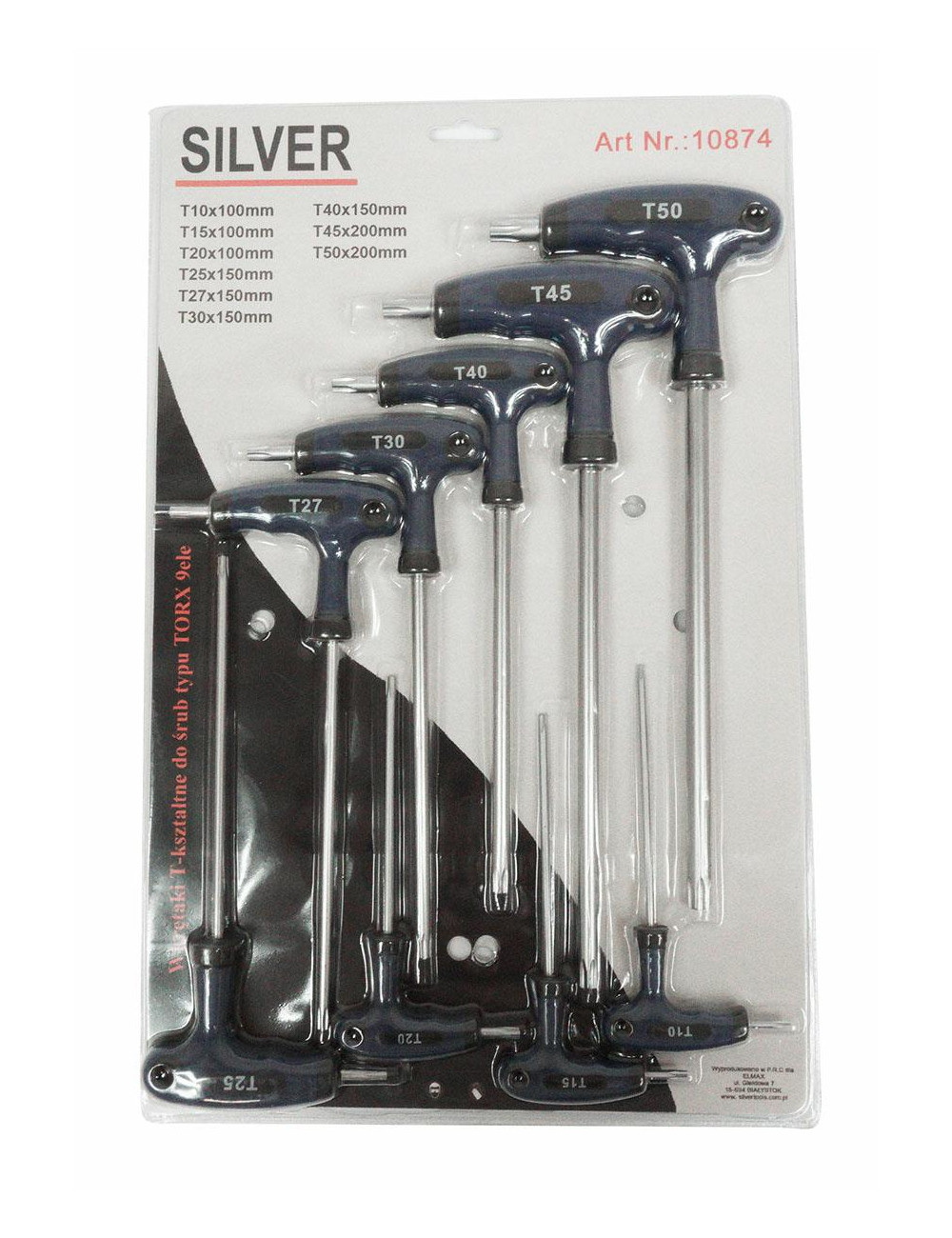 WKRĘTAKI 9ele TYP T 10-50mm (10 15 20 25 27 30 40 45 50) SILVER