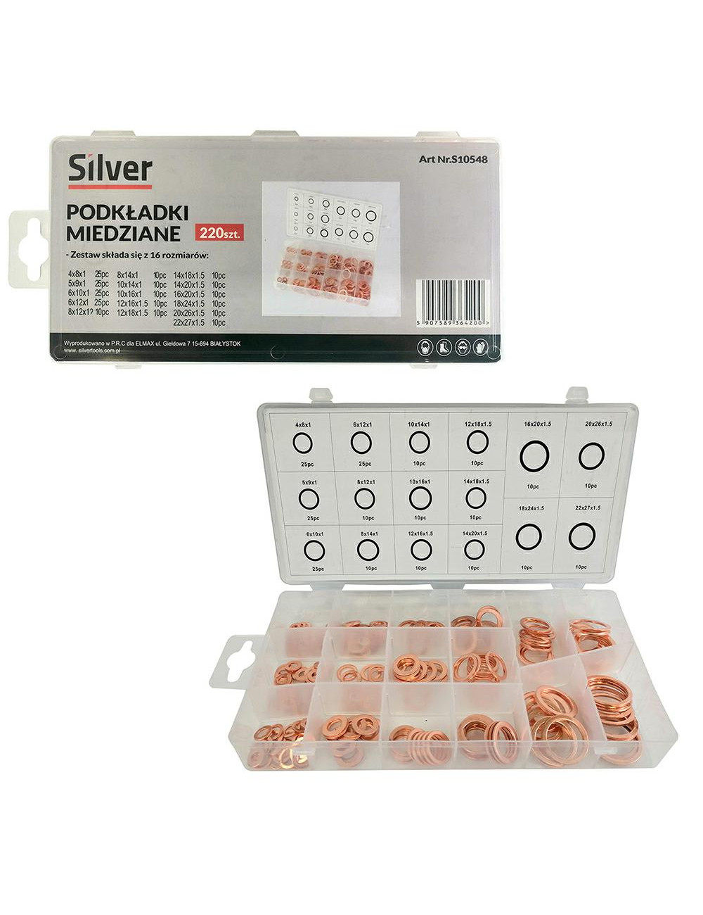 PODKŁADKI MIEDZIANE 220 szt. SILVER