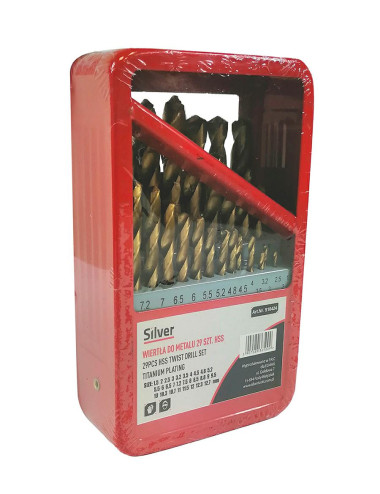 WIERTŁO METAL TYTANOWE KOMPLET 29szt. 1,5-27mm SILVER
