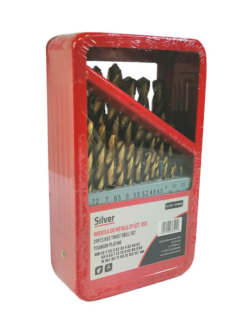 WIERTŁO METAL TYTANOWE KOMPLET 29szt. 1,5-27mm SILVER